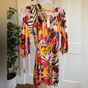 NEVER WORN Tropical Long Sleeve Dress